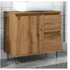 Image de Armoire lavabo chêne artisanal 65x33x60 cm bois d'ingénierie, meuble de lavabo de salle de bain, meuble sous lavabo 857227