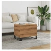 Image de Table basse chêne artisanal 60x44,5x45 cm bois d'ingénierie, table d'appoint, table de salon, table latérale, bout de 857441
