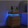 Image de Table de chevet avec LED chêne artisanal bois d'ingénierie, meuble de chevet, table d'appoint, armoire de lit, 857656