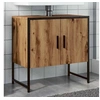 Image de Armoire lavabo de salle de bain chêne artisanal 60x33x60 cm