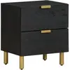 Image de Table de chevet noir 40x33x46 cm bois de manguier solide, armoire de chevet, armoire de lit, table d'appoint pour 4017646