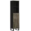 Image de Armoire de salle de bain noir 38x33x160 cm bois massif manguier
