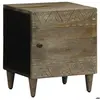 Image de Table de chevet gris clair 40x33x46 cm bois de manguier solide, armoire de lit, meuble de chambre à coucher, table de 4017788