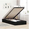 Image de Cadre de lit ottoman sans matelas noir 90x190 cm tissu, cadre de lit, cadre de lit rembourré, cadre de lit ottoman 3310842