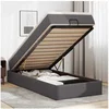 Image de Cadre de lit ottoman avec matelas gris 90x200 cm similicuir, cadre de lit avec rangement, cadre de lit avec rangement 3311019