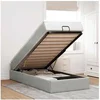 Image de Cadre de lit ottoman et matelas gris clair 100x200 cm velours, cadre de lit avec rangement, cadre de lit avec 3311165