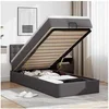 Image de Cadre de lit ottoman avec matelas gris 90x200 cm similicuir, cadre de lit, cadre de lit rembourré 3311286
