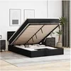 Image de Cadre de lit ottoman avec matelas noir 140x200 cm similicuir, cadre de lit, cadre de lit rembourré 3311308