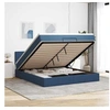 Image de Cadre de lit ottoman avec matelas bleu 160x200 cm tissu 3311476