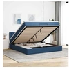 Image de Cadre de lit ottoman avec matelas bleu 160x200 cm tissu 3311642