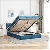 Image de Cadre de lit ottoman avec matelas bleu foncé 140x200 cm velours, cadre de lit, cadre de lit rembourré, cadre de lit 3311853