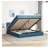 Image de Cadre de lit ottoman avec matelas bleu foncé 160x200 cm velours, cadre de lit, cadre de lit rembourré, cadre de lit 3311859