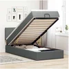 Image de Lit ottoman avec matelas gris foncé 90x200 cm tissu, lit, lit capitonné, lit ottoman double, lit avec rangement 3312195