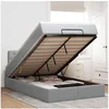 Image de Lit ottoman avec matelas gris clair 120x200 cm tissu, lit, lit capitonné, lit ottoman double, lit avec rangement 3312381