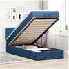 Image de Lit ottoman avec matelas et LED bleu 90x200 cm tissu lit rembourré 3312449