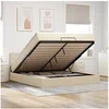 Image de Lit ottoman avec matelas et LED crème 180x200cm tissu lit rembourré 3312497