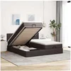 Image de Cadre de lit ottoman avec matelas marron foncé 180x200 cm tissu 3312846