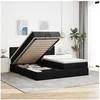 Image de Cadre de lit ottoman avec matelas noir 200x200cm tissu 3312852