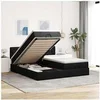 Image de Cadre de lit ottoman avec matelas noir 200x200cm tissu 3312873