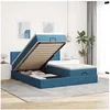 Image de Cadre de lit ottoman avec matelas bleu foncé 160x200 cm velours 3312903