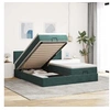 Image de Cadre de lit ottoman avec matelas vert foncé 200x200 cm velours, cadre de lit, cadre de lit rembourré, cadre de lit 3312914