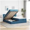 Image de Cadre de lit ottoman avec matelas bleu foncé 160x200 cm velours, cadre de lit, cadre de lit rembourré, cadre de lit 3312921