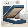 Image de Cadre de lit ottoman avec matelas bleu 90x200 cm tissu, cadre de lit, cadre de lit rembourré, cadre de lit ottoman 3313049