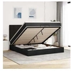 Image de Cadre de lit ottoman avec matelas noir 200x200cm tissu, cadre de lit, cadre de lit rembourré, cadre de lit ottoman 3313184