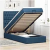 Image de Lit ottoman avec matelas bleu 90x200 cm tissu 3313215