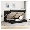 Image de Cadre de lit ottoman avec matelas noir 200x200cm tissu, cadre de lit, cadre de lit rembourré, cadre de lit ottoman 3313350