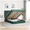 Image de Cadre de lit ottoman avec matelas vert foncé 140x190 cm velours, cadre de lit, cadre de lit rembourré, cadre de lit 3313472