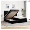 Image de Cadre de lit ottoman avec matelas noir 200x200cm tissu, cadre de lit, cadre de lit rembourré, cadre de lit ottoman 3313680