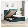 Image de Cadre de lit ottoman avec matelas vert foncé 200x200 cm velours 3313817
