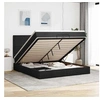 Image de Cadre de lit ottoman avec matelas noir 200x200cm tissu, cadre de lit, cadre de lit rembourré, cadre de lit ottoman 3313950