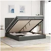 Image de Cadre de lit ottoman avec matelas gris foncé 180x200 cm tissu, cadre de lit, cadre de lit rembourré, cadre de lit 3314025