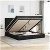Image de Cadre de lit ottoman avec matelas noir 200x200cm tissu 3314116