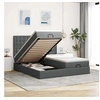 Image de Cadre de lit ottoman avec matelas gris foncé 180x200cm tissu, cadre de lit, cadre de lit rembourré, cadre de lit 3314584