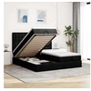 Image de Cadre de lit ottoman avec matelas noir 200x200cm tissu, cadre de lit, cadre de lit rembourré, cadre de lit ottoman 3314592