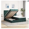 Image de Cadre de lit ottoman avec matelas vert foncé 200x200 cm velours, cadre de lit, cadre de lit rembourré, cadre de lit 3314612