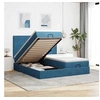 Image de Cadre de lit ottoman avec matelas bleu foncé 200x200 cm velours, cadre de lit, cadre de lit rembourré, cadre de lit 3314613