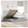 Image de Cadre de lit ottoman avec matelas gris clair 200x200 cm velours, cadre de lit, cadre de lit rembourré, cadre de lit 3314627