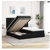 Image de Cadre de lit ottoman avec matelas noir 180x200cm velours, cadre de lit, cadre de lit rembourré, cadre de lit ottoman 3314641