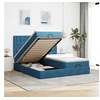 Image de Cadre de lit ottoman avec matelas bleu foncé 160x200 cm velours, cadre de lit, cadre de lit rembourré, cadre de lit 3314655