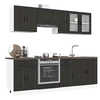 Image de Ensemble de 8 meubles de cuisine "Porto" en bois d'ingénierie noir 3314842