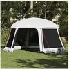 Image de Tente piscine toit amovible parois maille gris 512x458 cm