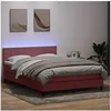 Image de Sommier à lattes de lit avec matelas et LED rose 140x210 cm velours 3316886