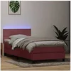 Image de Sommier à lattes de lit avec matelas et LED rose 80x220 cm velours 3316910