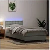 Image de Sommier à lattes de lit et matelas et LED gris clair 90x220 cm velours 3317295
