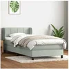Image de Sommier à lattes de lit et matelas gris clair 80x220 cm velours 3317547
