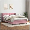 Image de Sommier à lattes de lit avec matelas rose 140x210 cm velours 3317696